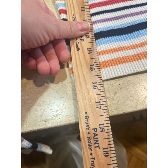 American Eagle Women's Striped Knit Cropped Henley Top Long Sleeve Size M - Picture 5 of 5